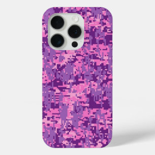 Coque iPhone 15 Pro Camouflage numérique Fuchsia rose sur un