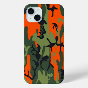 Coque iPhone 15 Mini Camouflage orange vert militaire