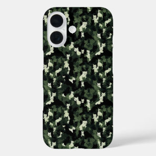 Coque Pour iPhone 16 Camouflage vert Motif Chat