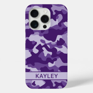 Coque iPhone 15 Pro Camouflage Violet Personnalisé