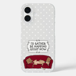 Coque Pour iPhone 16 Canapé Greyhound (fawn) Chien Lazy Dormir Drôle
