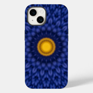 Coque Pour iPhone 14 Canard sur fond bleu avec kaléidoscope jaune