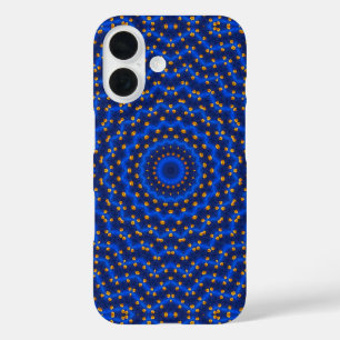 Coque Pour iPhone 16 Canard sur kaléidoscope bleu...