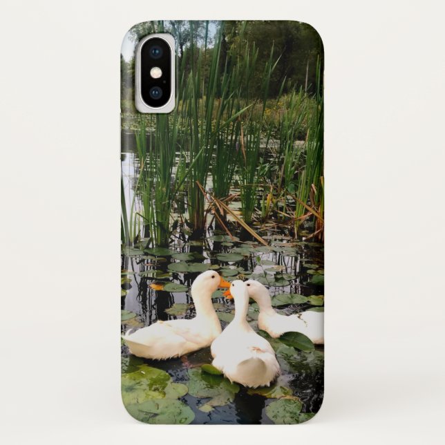 Coques Case-Mate iPhone Canards blancs, caleçons, cattails, lac (Dos)
