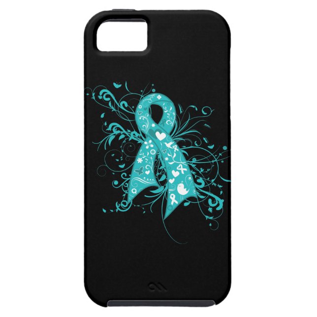 Coques Case-Mate iPhone Cancer de l'ovaire Florifères Ruban (Dos)