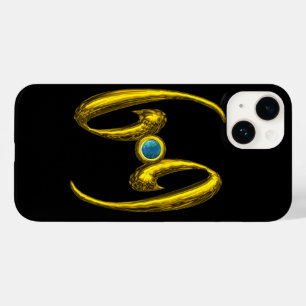 Coque Pour iPhone 14 CANCER DE SIGNE D'OR ZODIAC Bleu Opale Gemstone No