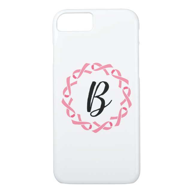 Coques Case-Mate iPhone Cancer du sein Pink Ribbon Monogramme Téléphone Ca (Dos)
