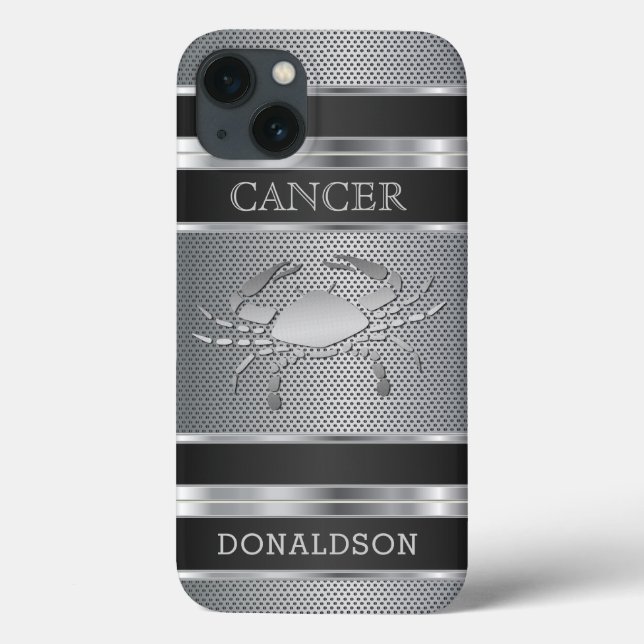 Coques Case-Mate iPhone Cancer ♋ en maille noire et argentée (Verso)