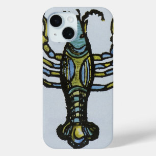 Coque Pour iPhone 15 Cancer le Crabe, Signe Vintage du Zodiaque