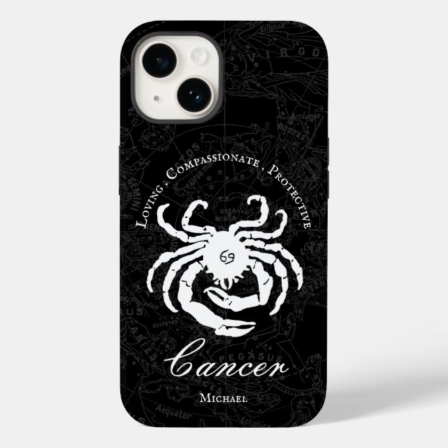 Coques Case-Mate iPhone Cancer noir Zodiac Astrologie Personnalité Personn (Verso)
