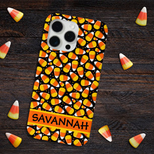 Coque iPhone 15 Pro Max Candy Corn Halloween Nom personnalisé