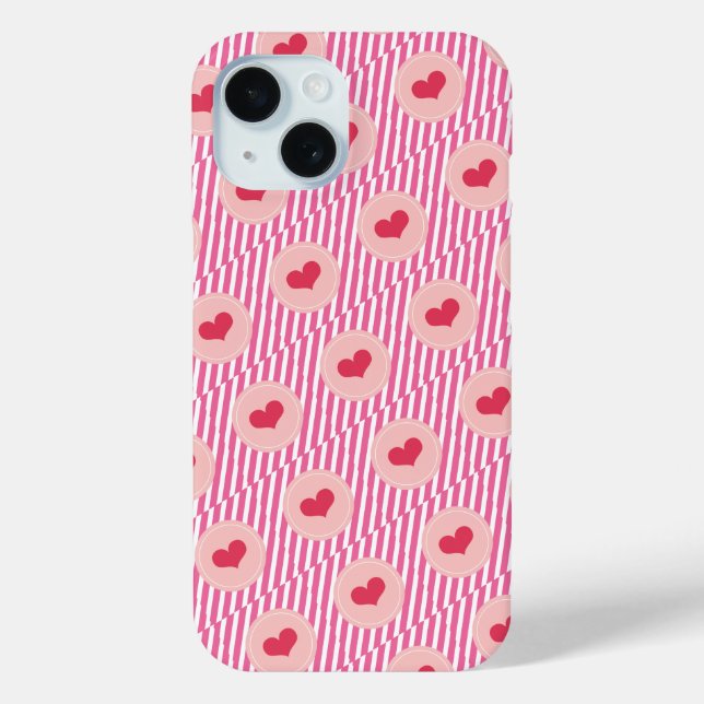 Coques Case-Mate iPhone Candy Stripes Red Love Hearts Saint Valentin (Verso)