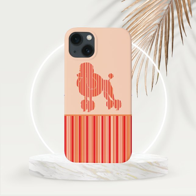 Coques Case-Mate iPhone Caniche à rayures de mandarine (Tangerine Stripe Poodle Phone Case)