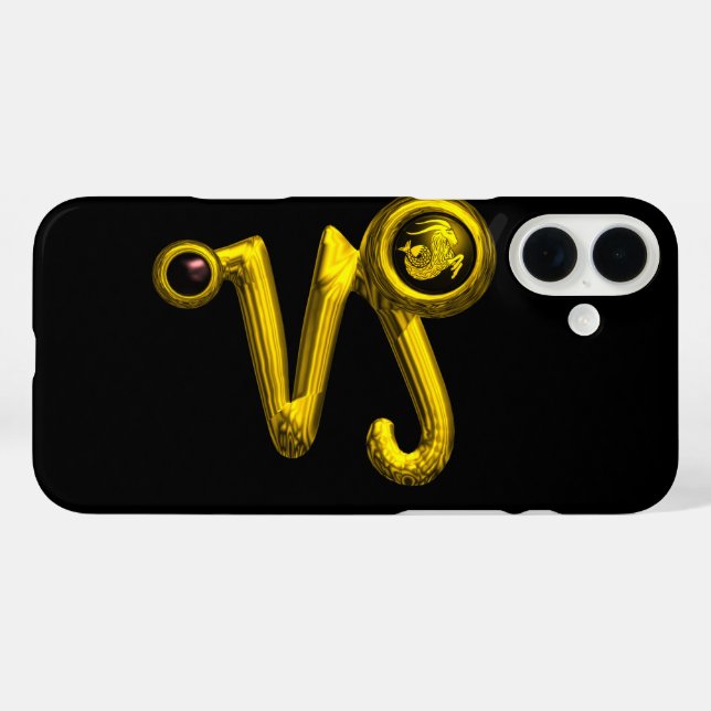 Coques Case-Mate iPhone CAPRICORN OR SIGNE ZODIAC, Onyx noir (Verso (horizontal))