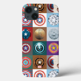 iPhone 13 Case Captain America 75e anniversaire Patchwork Bouclie