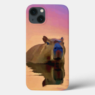 Case-Mate iPhone Case Capybara émergeant d'un lac d'art paisible
