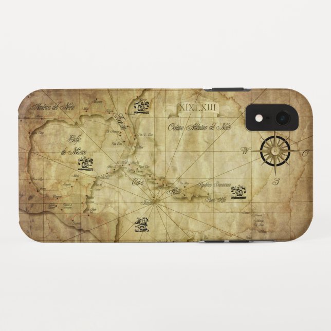 Coques Case-Mate iPhone Caraïbes - ancienne carte... (Dos (Horizontal))