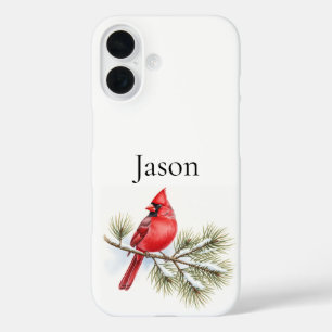 Coque Pour iPhone 16 Cardinal personnalisé sur le cadeau Oiseau de pin