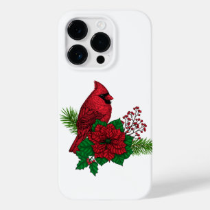 Coque Pour iPhone 14 Pro Cardinaux rouges sur décoration de Noël