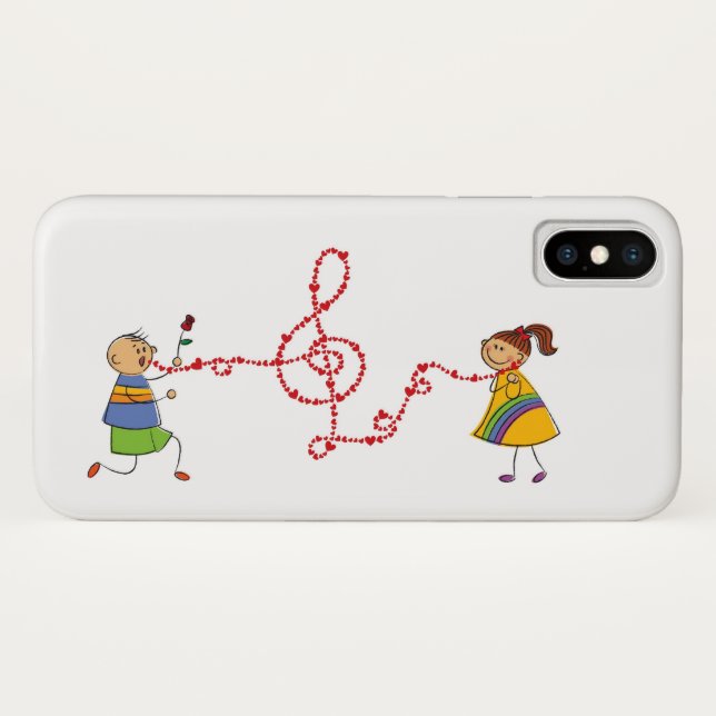 Coques Case-Mate iPhone Caricature Boy Girl Cute Love Song Serenade Propos (Dos (Horizontal))