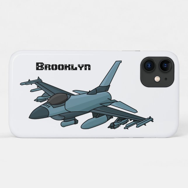 Coques Case-Mate iPhone Caricature d'avion de chasse militaire (Dos (Horizontal))