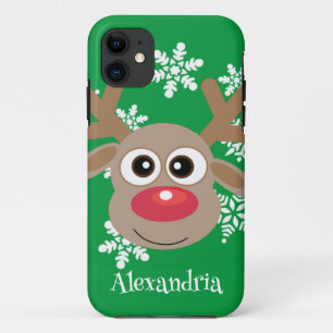 Case-Mate iPhone Case Caricature de Noël Reindeer Fun Green