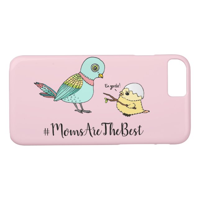 Coques Case-Mate iPhone Caricature d'oiseau rose mignonne Meilleure maman  (Dos (Horizontal))