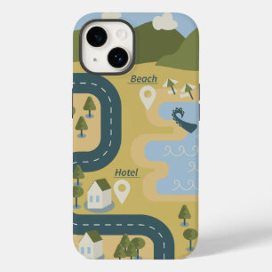 Coque Pour iPhone 14 Caricature élégante paysage carte de voyage