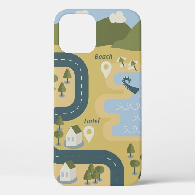 Coques Case-Mate iPhone Caricature élégante paysage carte de voyage (Verso)