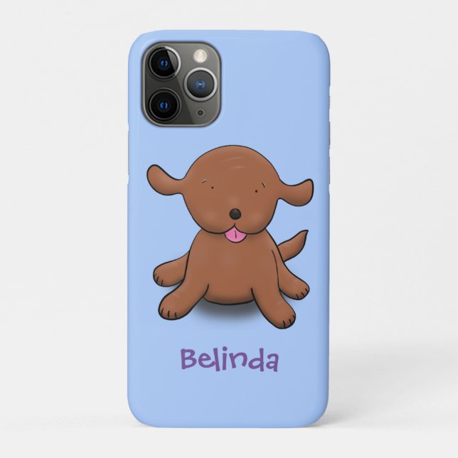 Coques Case-Mate iPhone Caricature en bleu pour chien de chiot joyeux (Dos)