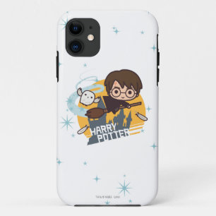 Coque iPhone 11 Caricature Harry et Hedwig Flying Passé Hogwares