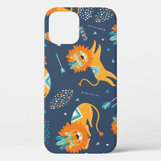 Coques Case-Mate iPhone Caricature Lions Tribal Motif sans couture (Verso)