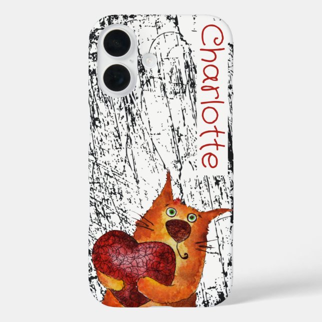 Coques Case-Mate iPhone Caricature orange mignon chats nom grunge (Verso)