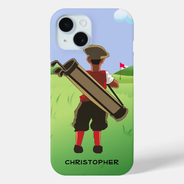 Coques Case-Mate iPhone Caricature personnalisée golfeur sur terrain de go (Verso)