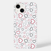 Carmin Red Grey Happy Hearts motif