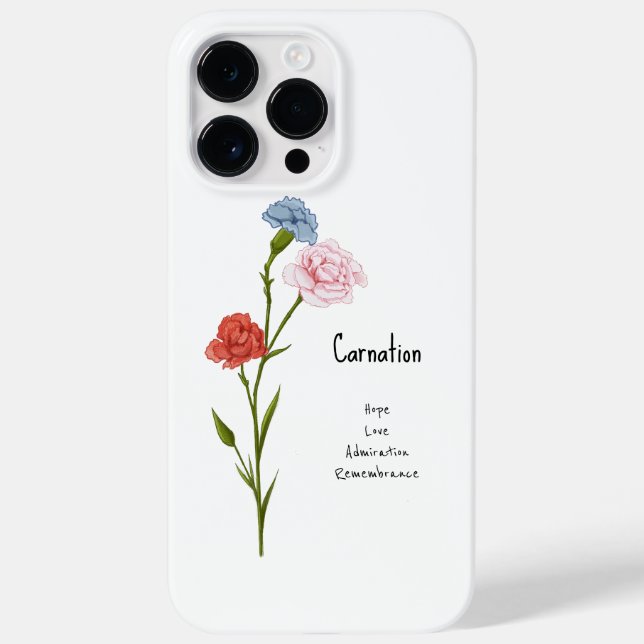 Coques Case-Mate iPhone Carnation Janvier Fleur de naissance aquarelle Art (Verso)