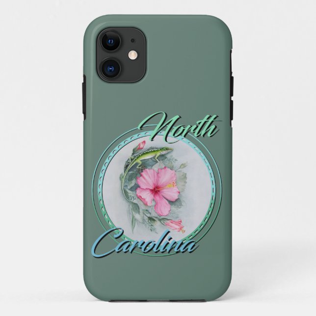 Coques Case-Mate iPhone Carolina Anole & Hibiscus  (Dos)