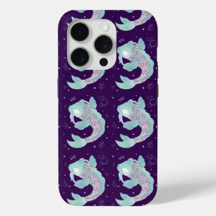 Coque iPhone 15 Pro Carpe Koi Pastel Art Populaire Fantaisiste Sous-