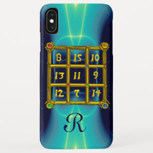 Coque Case-Mate Pour iPhone CARRÉ MAGIC 33 MONOGRAM Turquoise, Aqua Blue Turqu