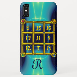 Coques Pour iPhone CARRÉ MAGIQUE 33 MONOGRAM Turquoise, Aqua Blue Tur
