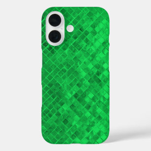 Coques iPhone 16 carreau métallique en diamant vert émeraude