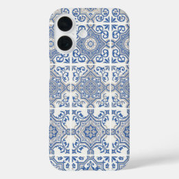 Coque Pour iPhone 16 Carreau Portugais Bleu