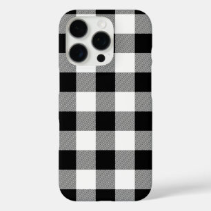 Coques iPhone 16 Pro Carreaux Buffalo Blanc Noir