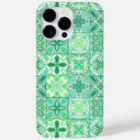 Carreaux décorés en vert et blanc