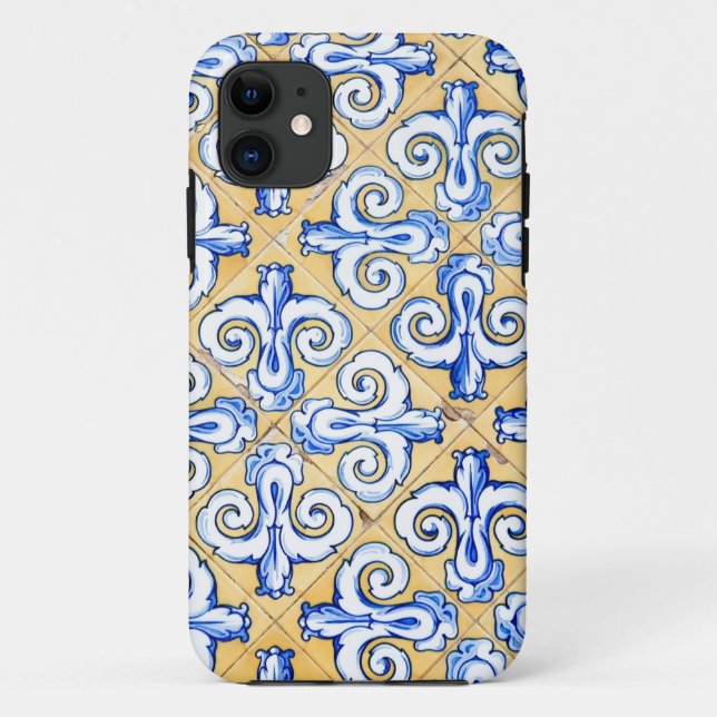 Coques Case-Mate iPhone Carreaux espagnols - Azulejo Bleu, Jaune et Blanc (Dos)