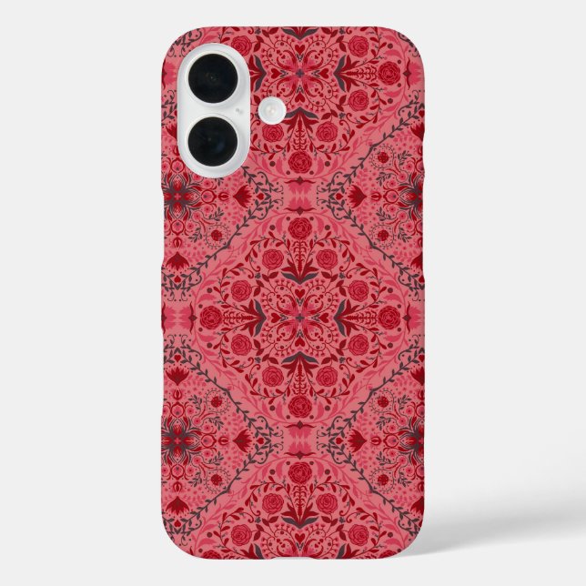 Coques Case-Mate iPhone Carreaux floraux en rouge et pastèque rose (Verso)