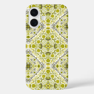 Coque Pour iPhone 16 Carreaux floraux en vert