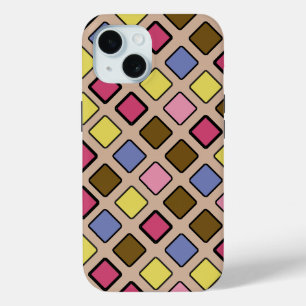 Coque Pour iPhone 15 Carreaux géométriques diagonaux sur n'importe quel