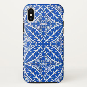 Coques Pour iPhone Carreaux marocains - bleu cobalt et blanc