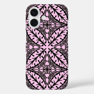 Coque Pour iPhone 16 Carreaux marocains - rose glacé et noir